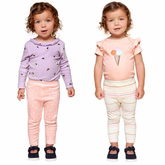 Pekkle Baby Layette Set Purple/Pink Multicolor 4-Piece Bodysuit Bottoms 18Ms - Picture 2 of 6